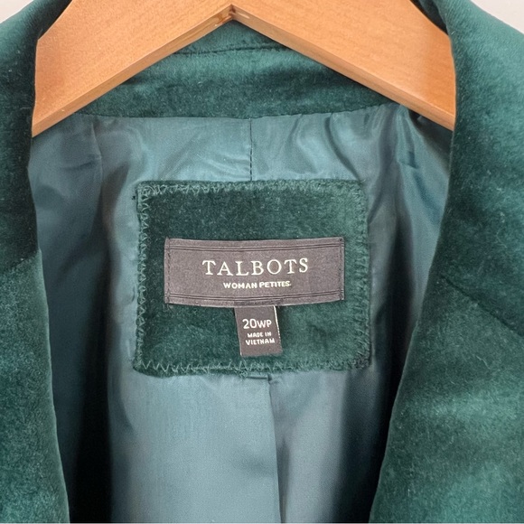 Talbots Emerald Green Velvet Blazer Jacket 20 W P (petite) Cotton formal office - Picture 6 of 12
